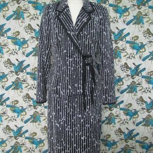 PEGGY JENNINGS Black White Silk Skirt Suit